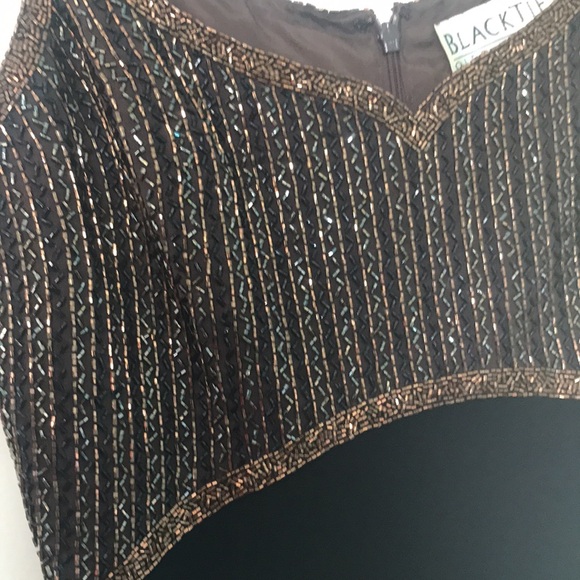 Black Tie Oleg Cassini beaded vintage gown size 10? - Picture 5 of 14